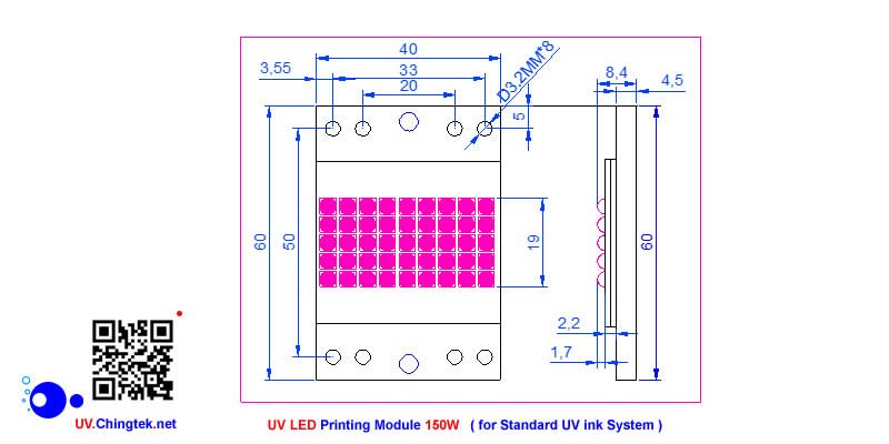 UV LED ultraviolet Printing module/lamp - 150W for Standard UV ink System - 30m / min. (UVA 365nm-385nm )