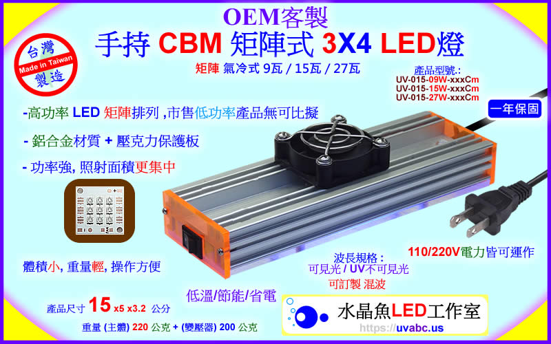 OEM 客製 手持 CBM 矩陣式 3X4 LED燈 - 面光源 - 勤科國際 uvabc.us