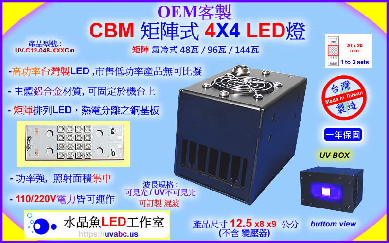 OEM 客製 CBM 矩陣式 4X4 LED燈 - 面光源 - 勤科國際 uvabc.us